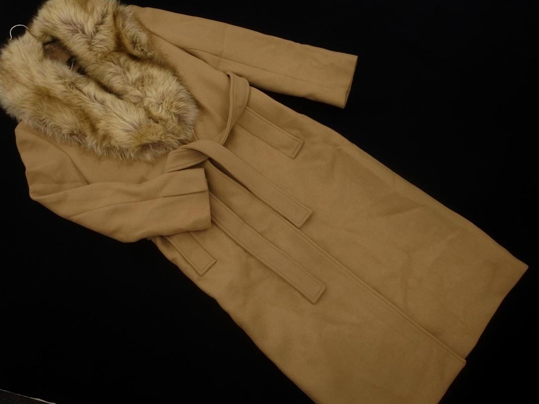 ZARA ザラ ウール混 フェイクファー 付き コート sizeXS/ベージュ ◇■ ☆ fjb6 レディース_画像1