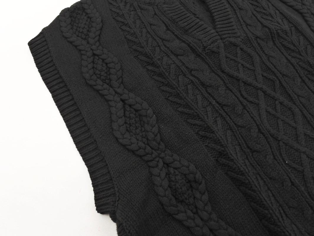 Heather ヘザー ケーブル編み オーバーサイズ ニット ベスト sizeF/黒 ◇■ ☆ fjc0 レディース_画像3