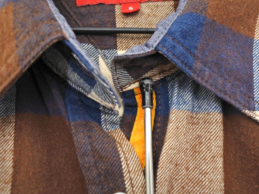 ネコポスOK tommy girl トミーガール チェック シャツ sizeS/ブラウンｘアイボリーｘ紺 ◇■ ☆ fjc0 レディース_画像4