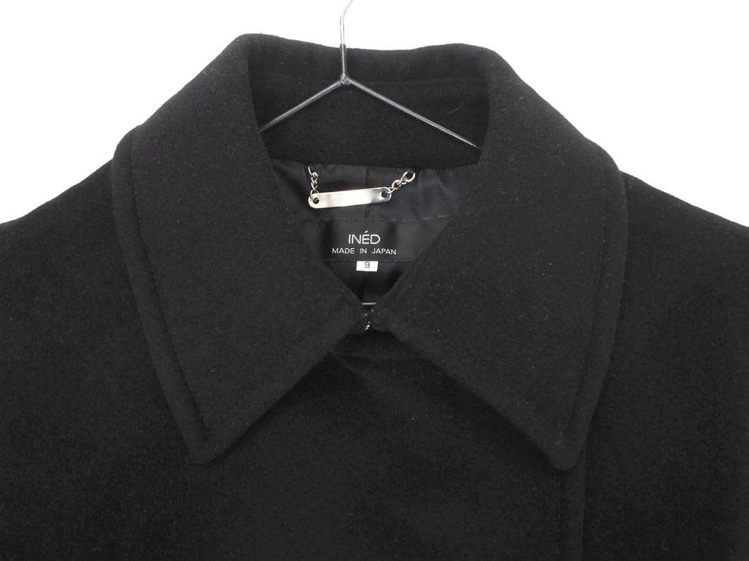 INED イネド アンゴラ混 ベルト 付き コート size9/黒 ◇■ ☆ fjc0 レディース_画像4