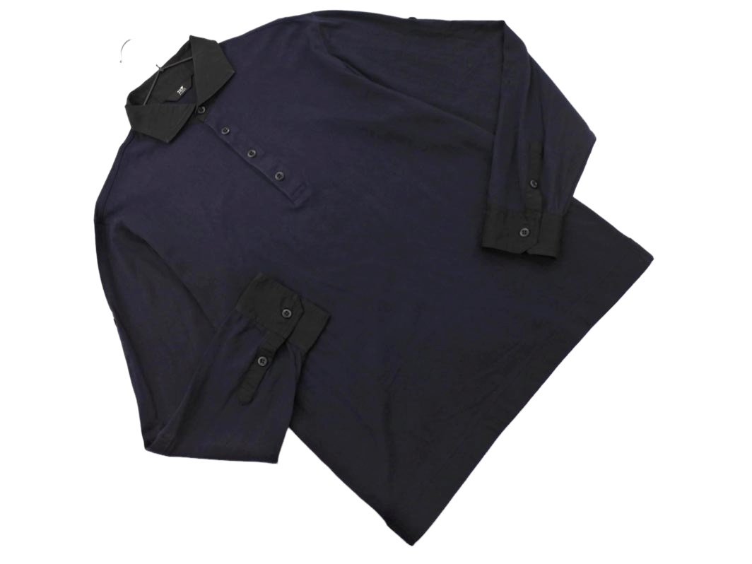 23区 HOMME オム 襟付き カットソー size48/紺x黒 ◇■ ☆ fjc0 メンズ_画像1