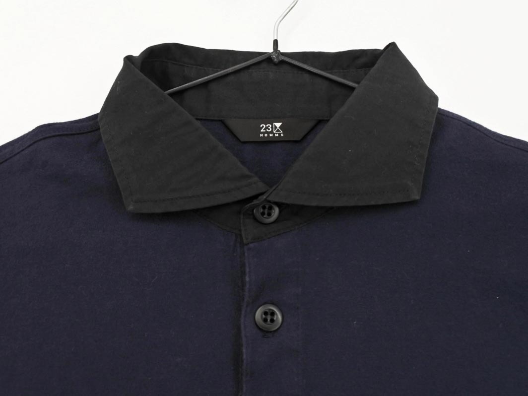 23区 HOMME オム 襟付き カットソー size48/紺x黒 ◇■ ☆ fjc0 メンズ_画像3