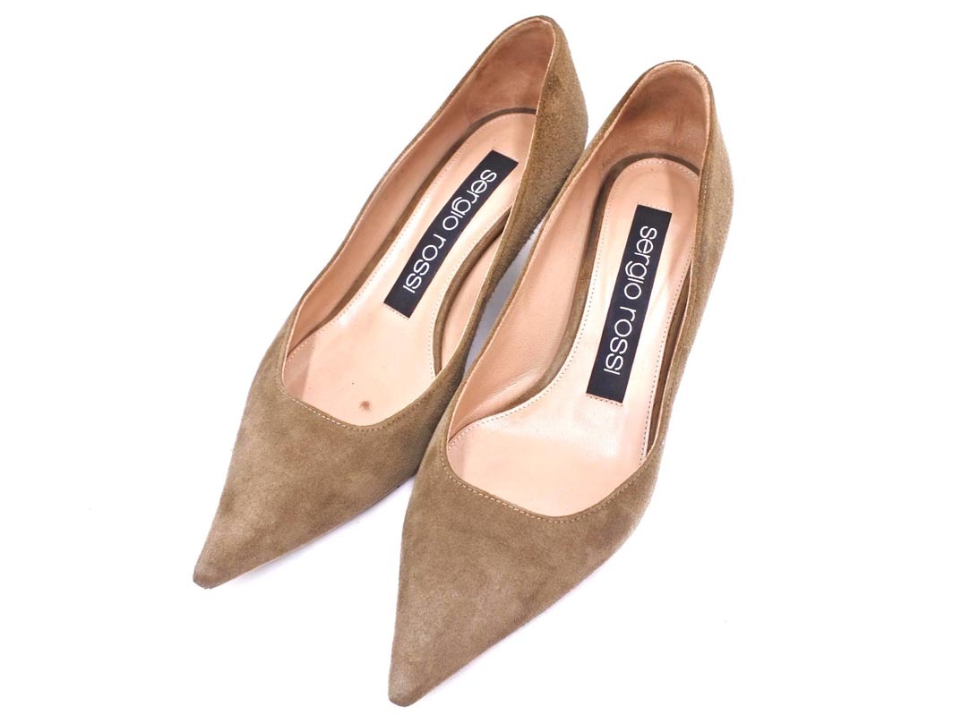 Sergio Rossi セルジオロッシ スウェード ポインテッドトゥ パンプス size35(23.0cm位)/カーキ ◇■ ☆ fjc1 レディース_画像1