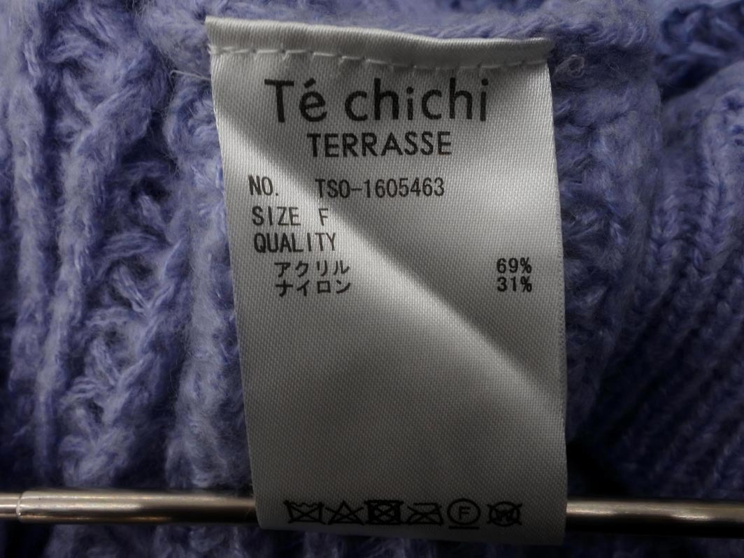 Techichi Te chichi o крышка -toru шея вязаный свитер sizeF/ бледно-голубой *# * fjc1 женский