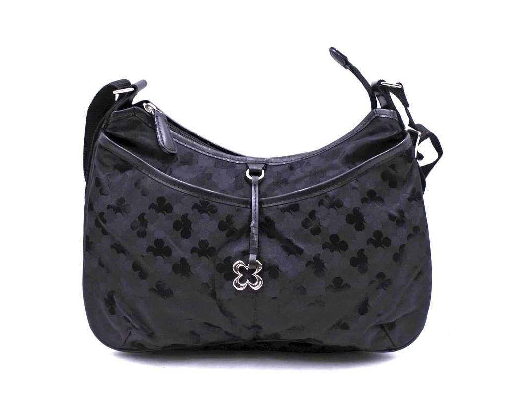 marie claire マリクレール 花柄 ショルダー バッグ 黒 ■■ ☆ fjc1 レディース_画像1