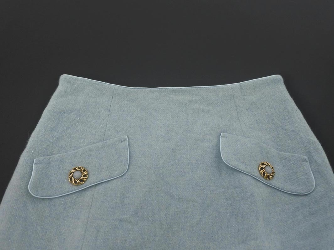 Apuweiser-riche アプワイザーリッシェ ウール混 タイト スカート size2/水色 ◇■ ☆ fjc1 レディース_画像3