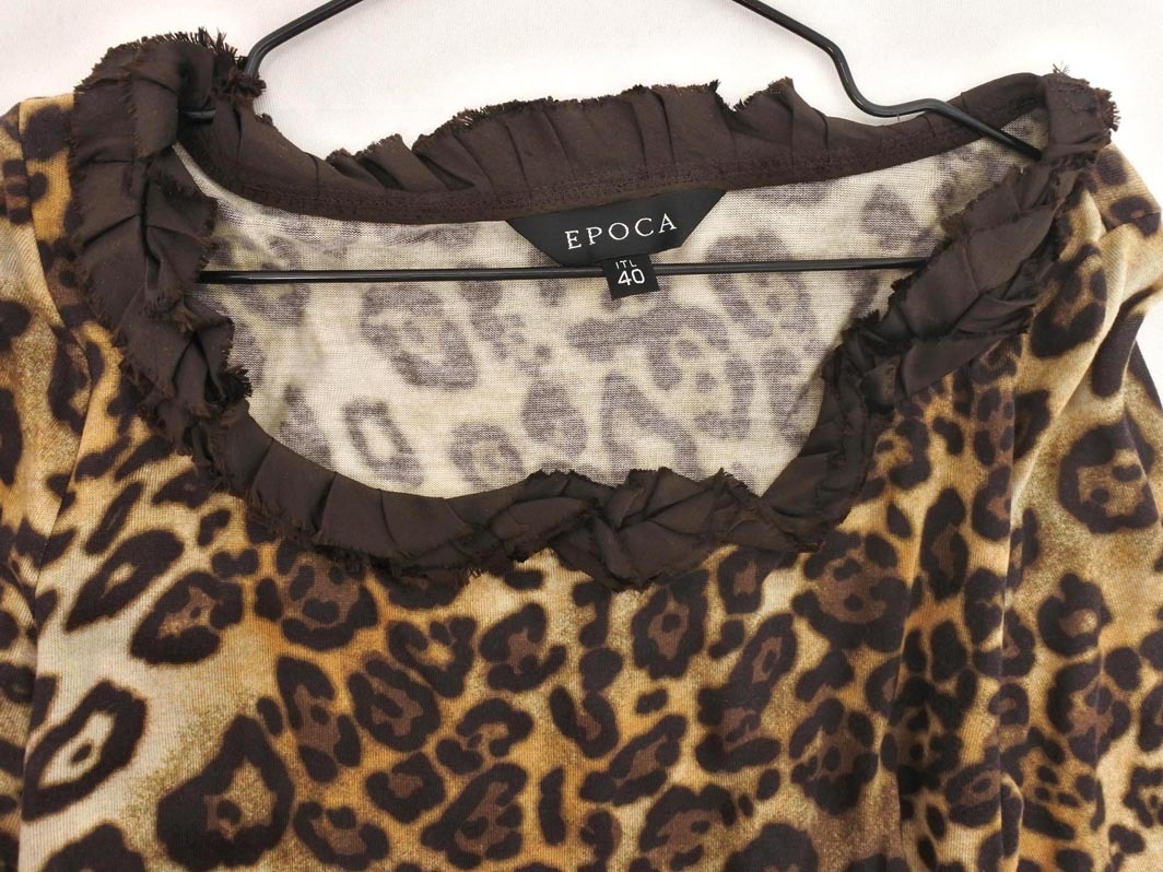 ネコポスOK EPOCA エポカ ヒョウ柄 フリル カットソー size40/ベージュ ◇■ ☆ fjc1 レディース_画像4