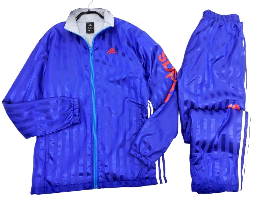 adidas アディダス 裏起毛 トラック ジャージ上下 セットアップ sizeM/青 ◇■ ☆ fjc2 メンズ_画像1