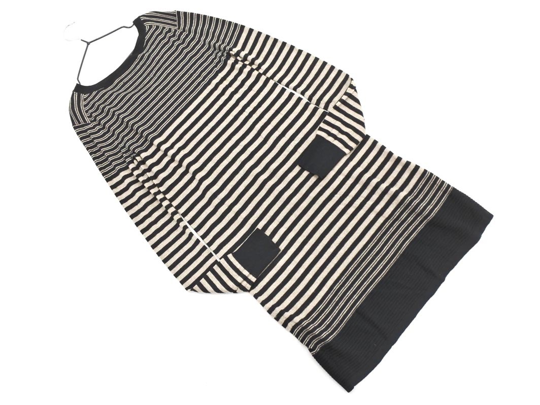 UNTITLED Untitled шерсть . окантовка вязаный One-piece size2/ чёрный x бежевый *# * fjc2 женский