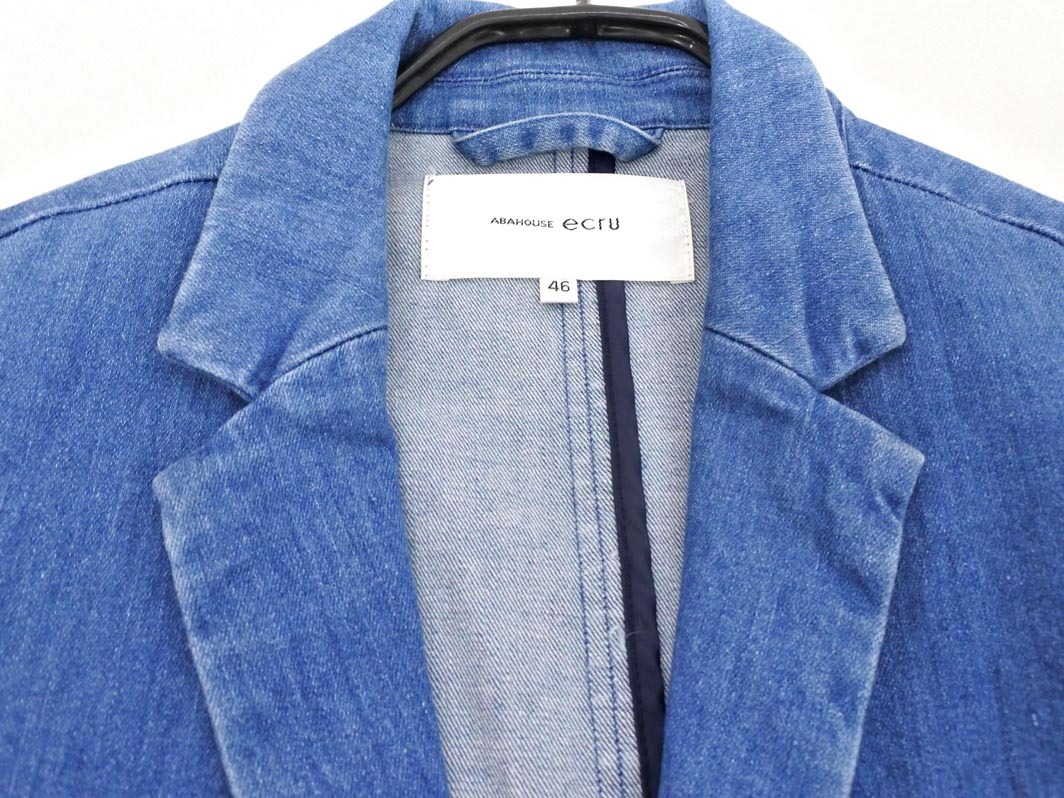 ABAHOUSE Abahouse Denim длинный жакет size46/ синий *# * fjc2 мужской 