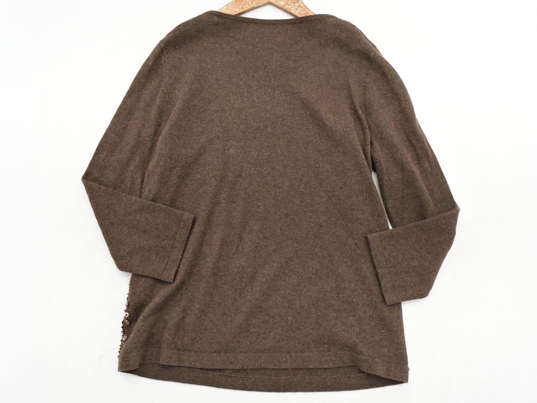 GKITALIYA 伊太利屋 カシミヤ混 ビーズ スパンコール ニット セーター size9/茶 ◇■ ☆ fjc2 レディース_画像5