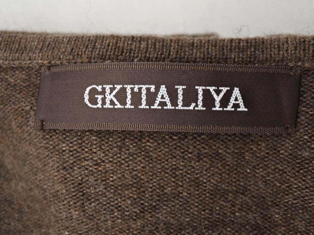 GKITALIYA 伊太利屋 カシミヤ混 ビーズ スパンコール ニット セーター size9/茶 ◇■ ☆ fjc2 レディース_画像7