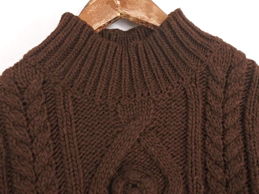 ZARA ザラ ケーブル編み ショート丈 ニット セーター sizeS/茶 ◇■ ☆ fjc2 レディース_画像3