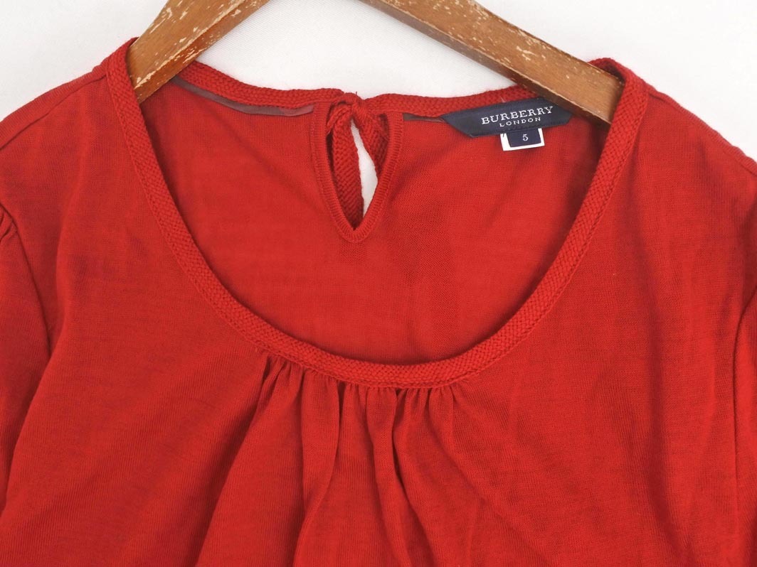 ネコポスOK BURBERRY バーバリー ウール混 カットソー size5/赤 ◇■ ☆ fjc3 レディース_画像3