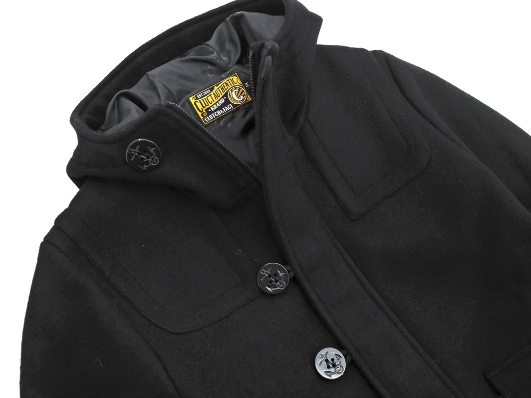 CLUCT クラクト ウール混 フーデッド コート sizeM/黒 ◇■ ☆ fjc3 メンズ_画像2