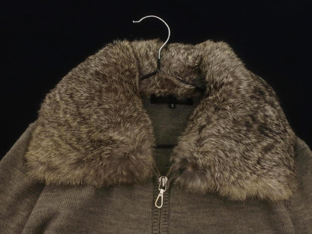 UNTITLED Untitled шерсть 100% мех вязаный жакет size2/ серый *# * fjc4 женский