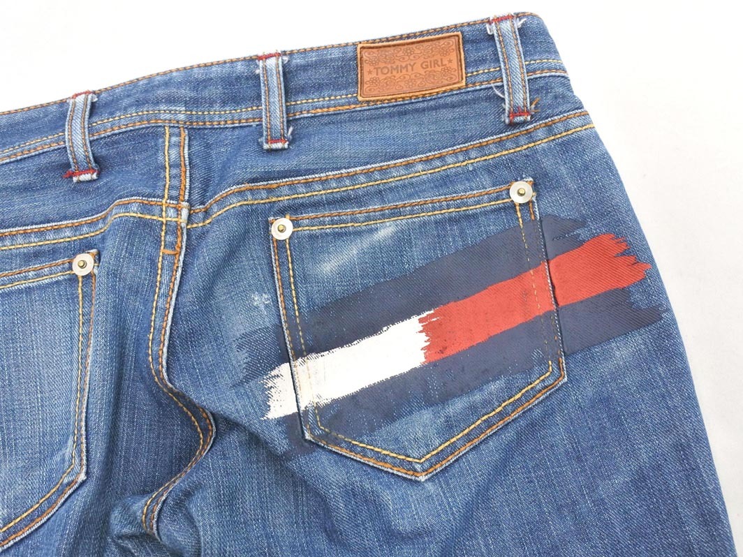 tommy girl トミーガール プリント テーパード デニムパンツ sizeM/青 ■■ ☆ fjc4 レディース_画像6