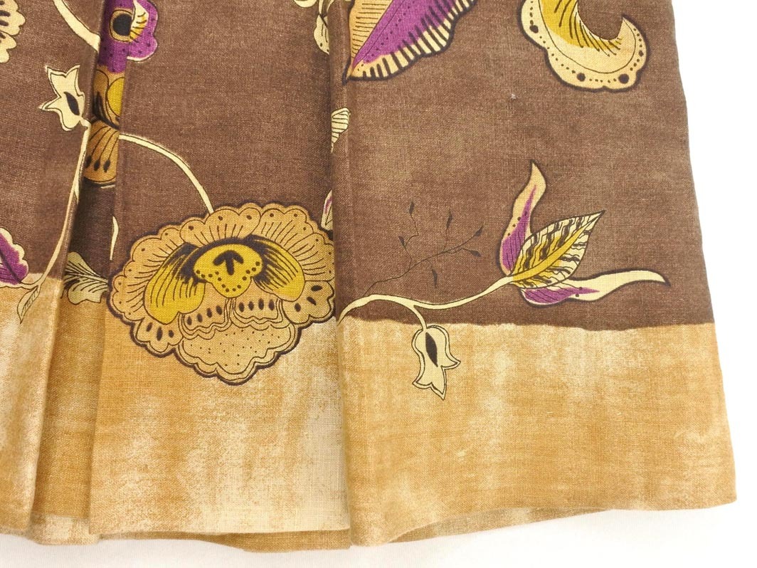 ETRO エトロ リネン100% 花柄 Aライン 台形 スカート size40/茶 ■◆ ☆ fjc3 レディース_画像2