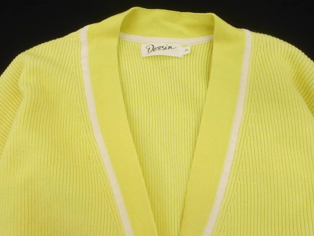 Dessin UNTITLEDte солнечный Untitled V шея вязаный кардиган size2/ желтый *# * fjc3 женский