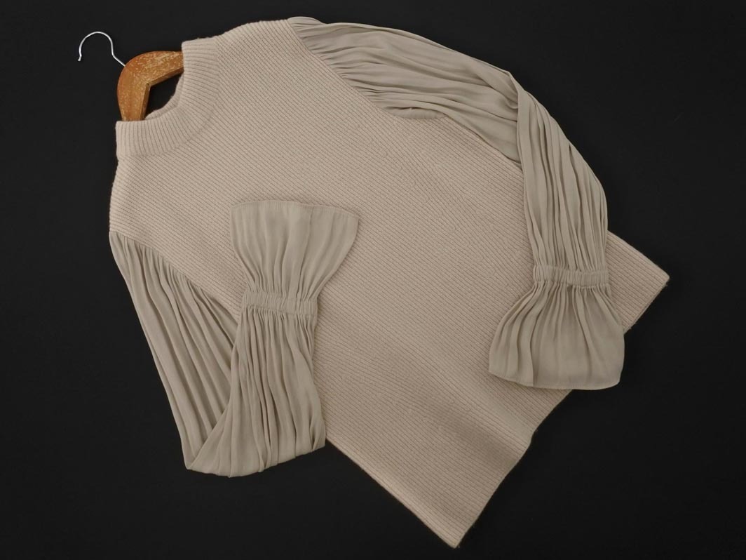 LAGUNAMOON ラグナムーン 羊毛混 切替 ベルスリーブ ニット セーター sizeF/黒 ◇■ ☆ fjc3 レディース_画像1