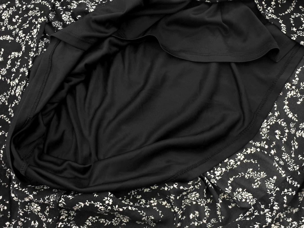 MAJESTIC LEGON マジェスティックレゴン 花柄 シアースリーブ ワンピース sizeM/黒 ◇■ ☆ fjc4 レディース_画像3