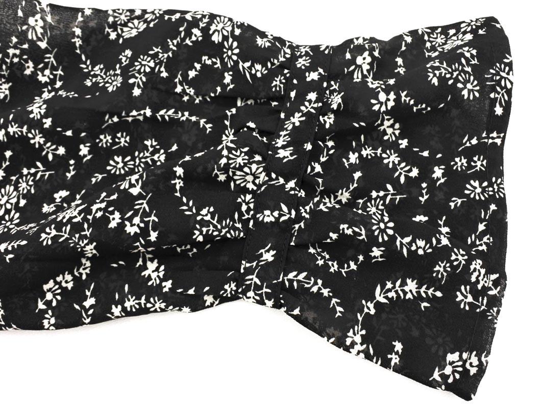 MAJESTIC LEGON マジェスティックレゴン 花柄 シアースリーブ ワンピース sizeM/黒 ◇■ ☆ fjc4 レディース_画像4