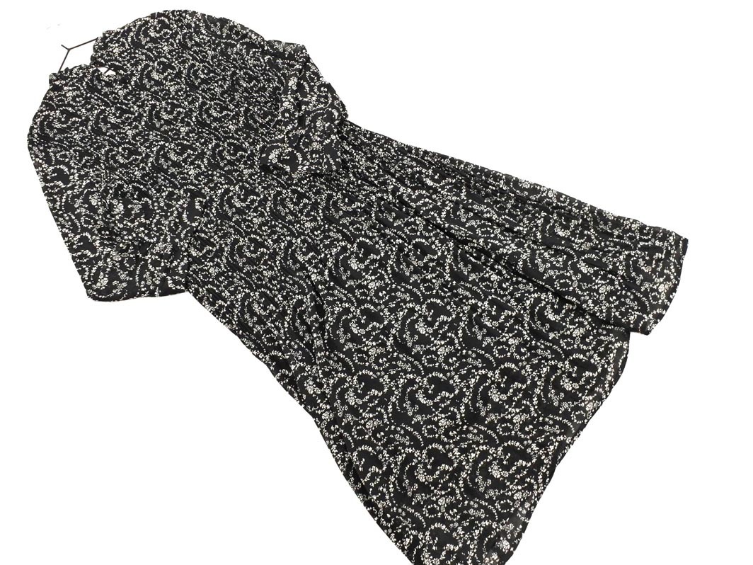 MAJESTIC LEGON マジェスティックレゴン 花柄 シアースリーブ ワンピース sizeM/黒 ◇■ ☆ fjc4 レディース_画像6