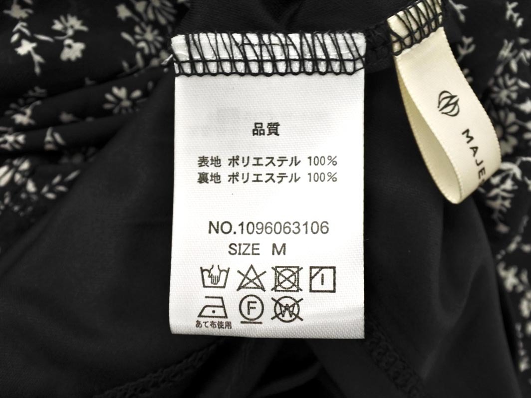 MAJESTIC LEGON マジェスティックレゴン 花柄 シアースリーブ ワンピース sizeM/黒 ◇■ ☆ fjc4 レディース_画像7