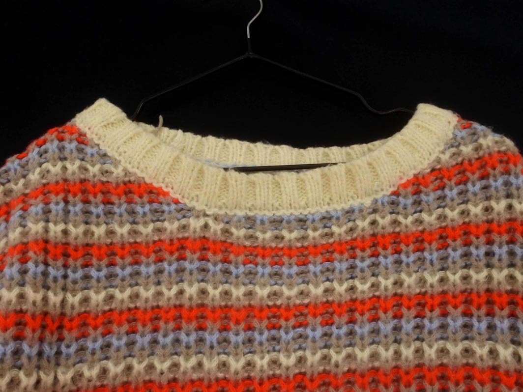 AS KNOW AS アズノゥアズ ボーダー ニット セーター sizeF/ピンクxアイボリーグレー ◇■ ☆ fjc3 レディース_画像4