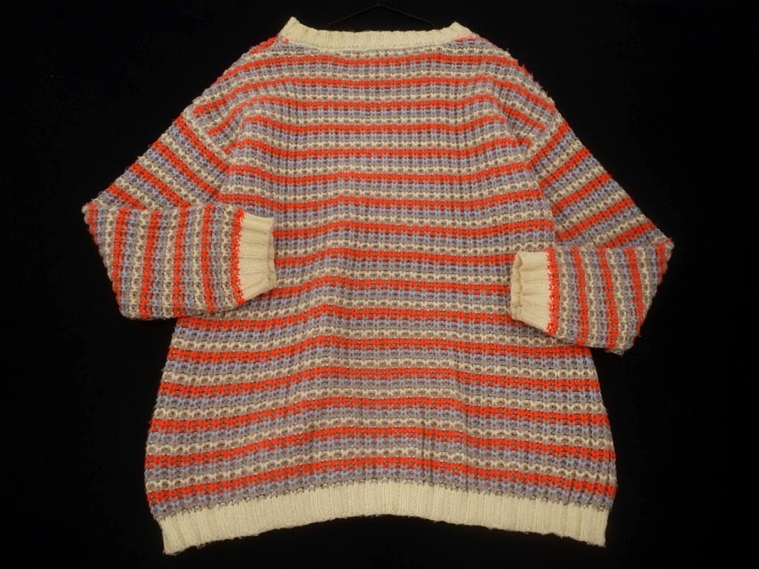 AS KNOW AS アズノゥアズ ボーダー ニット セーター sizeF/ピンクxアイボリーグレー ◇■ ☆ fjc3 レディース_画像5