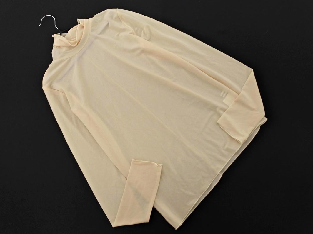 ナチュラルビューティーベーシック メロウフリル タートルネック シアー カットソー sizeF/ベージュ ◇■ ☆ fjc4 レディース_画像1