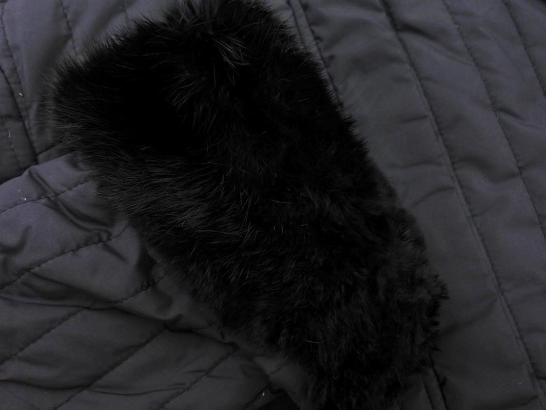 HARRISS ハリス ラビットファー ジップアップ キルティング ジャケット 黒 ◇■ ☆ fjc3 レディース_画像3