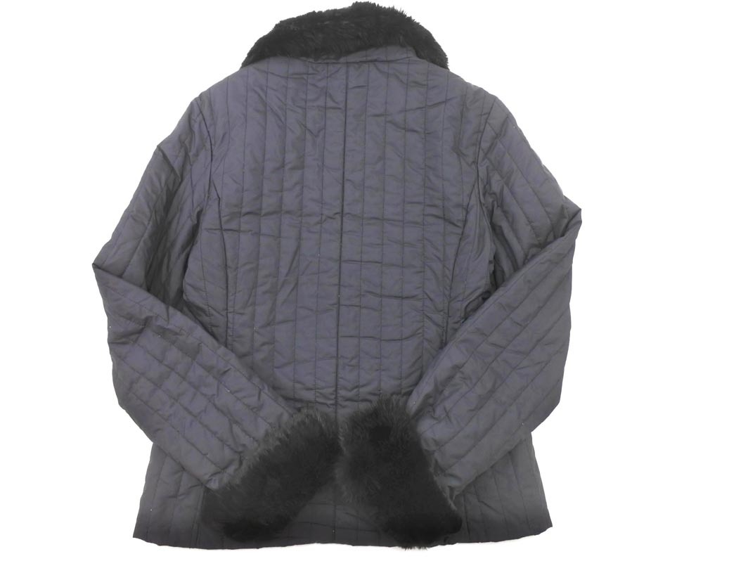 HARRISS ハリス ラビットファー ジップアップ キルティング ジャケット 黒 ◇■ ☆ fjc3 レディース_画像5