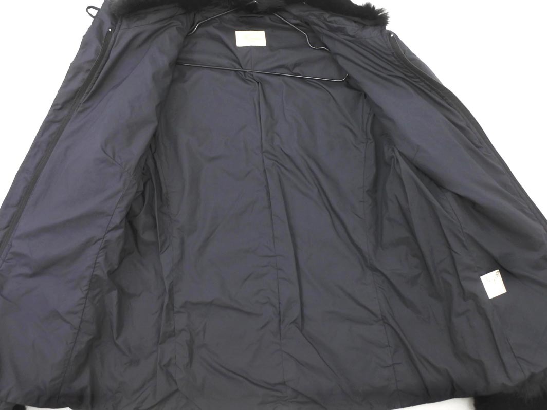 HARRISS ハリス ラビットファー ジップアップ キルティング ジャケット 黒 ◇■ ☆ fjc3 レディース_画像6