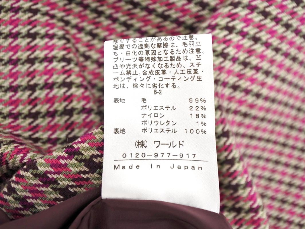 INDIVI インディヴィ ウール混 千鳥柄 タイト スカート size40/ピンク ◇■ ☆ fjc7 レディース_画像6