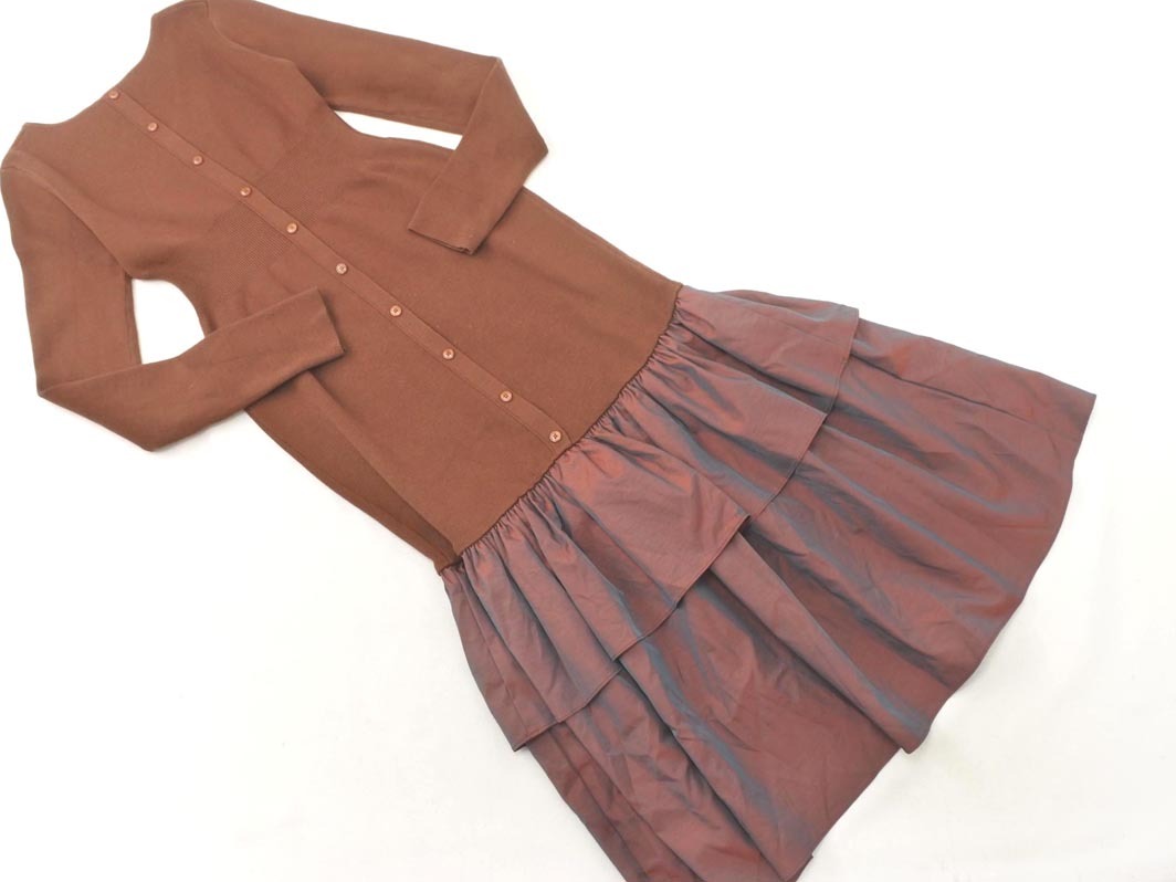 rienda リエンダ ニット ドッキング ワンピース sizeF/茶xボルドー ◇■ ☆ fjc7 レディース_画像5