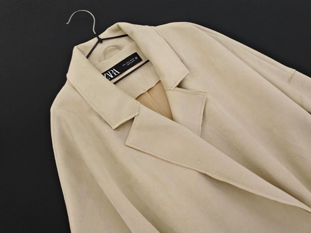 ZARA ザラ スウェード調 ロング コート sizeL/ベージュ ◇■ ☆ fjc7 レディース_画像2