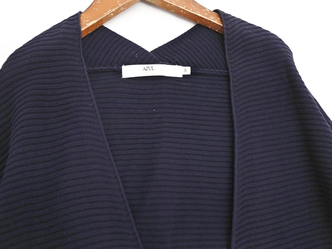 AZUL basic アズールバイマウジー ニット ショール カーディガン sizeS/紺 ◇■ ☆ fjc7 レディース_画像3