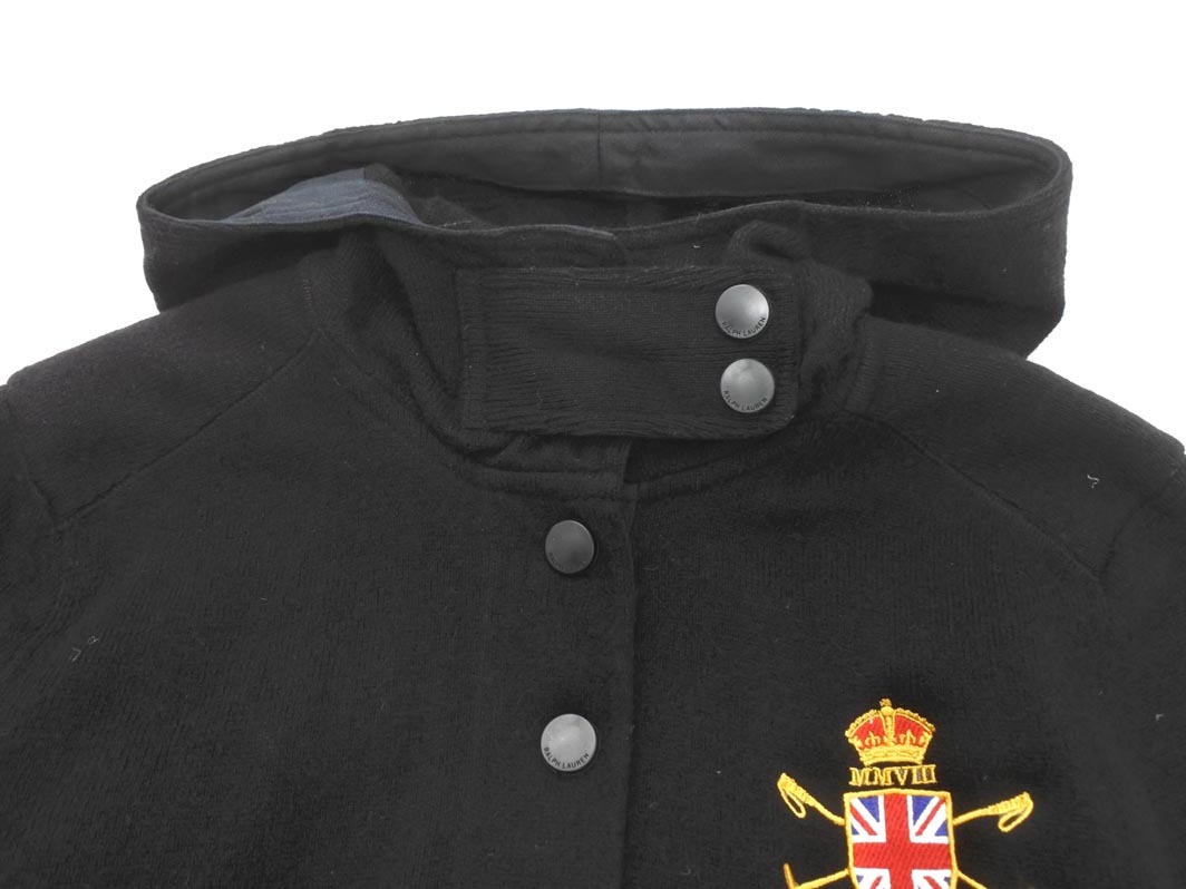 Ralph Lauren ラルフローレン カシミヤ混 フード 刺繍 ニット ワンピース sizeM/黒 ◇■ ☆ fjc7 レディース_画像3