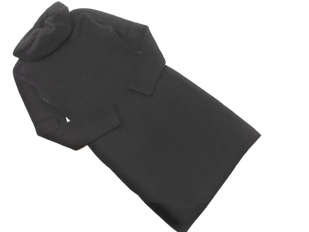 Ralph Lauren ラルフローレン カシミヤ混 フード 刺繍 ニット ワンピース sizeM/黒 ◇■ ☆ fjc7 レディース_画像6