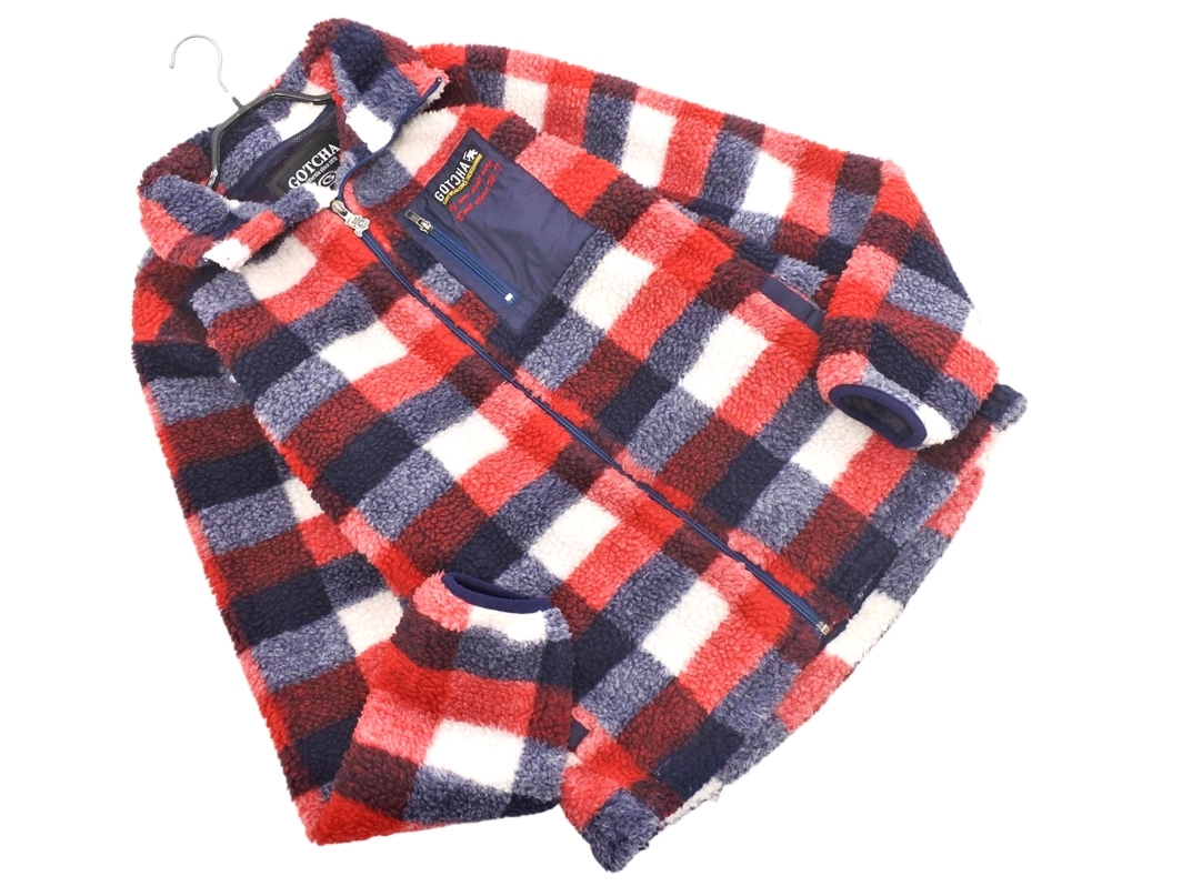 GOTCHA Gotcha боа проверка жакет sizeL/ красный x темно-синий x белый *# * fjc7 мужской 