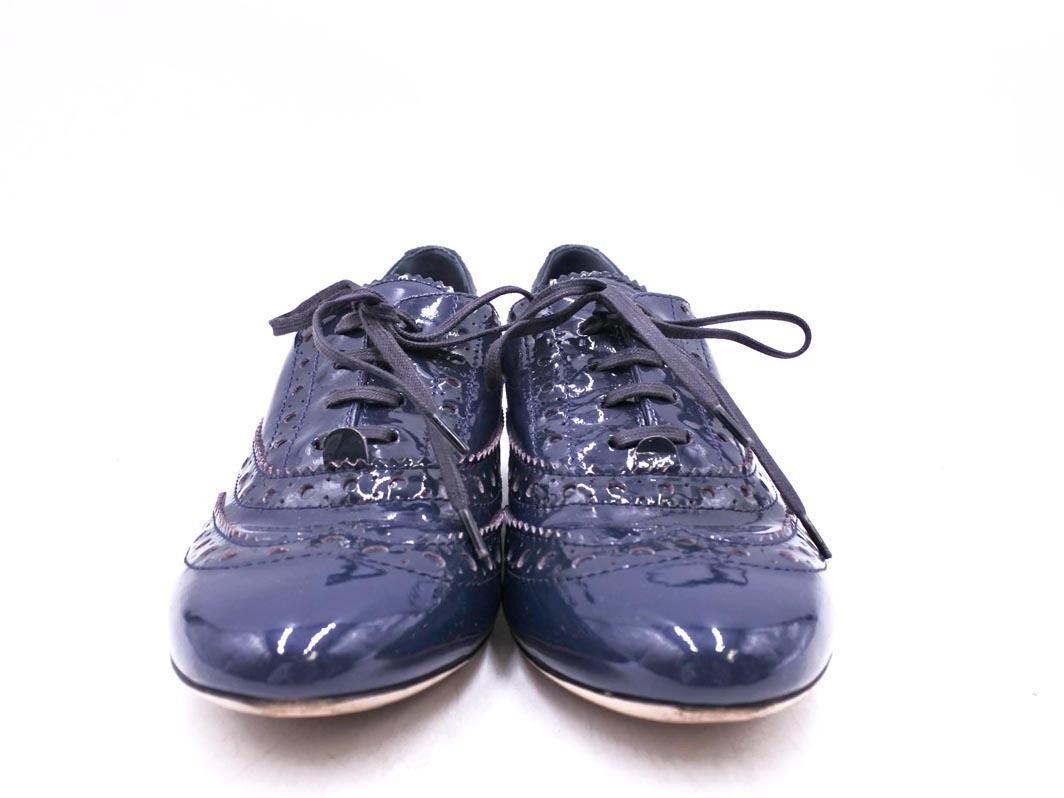 ミュウミュウ エナメル ウイングチップ ドレスアップ ラインストーン ドレス シューズ size36（23ｃｍ位）/紺 ■■ ☆ fjc8 レディース_画像3