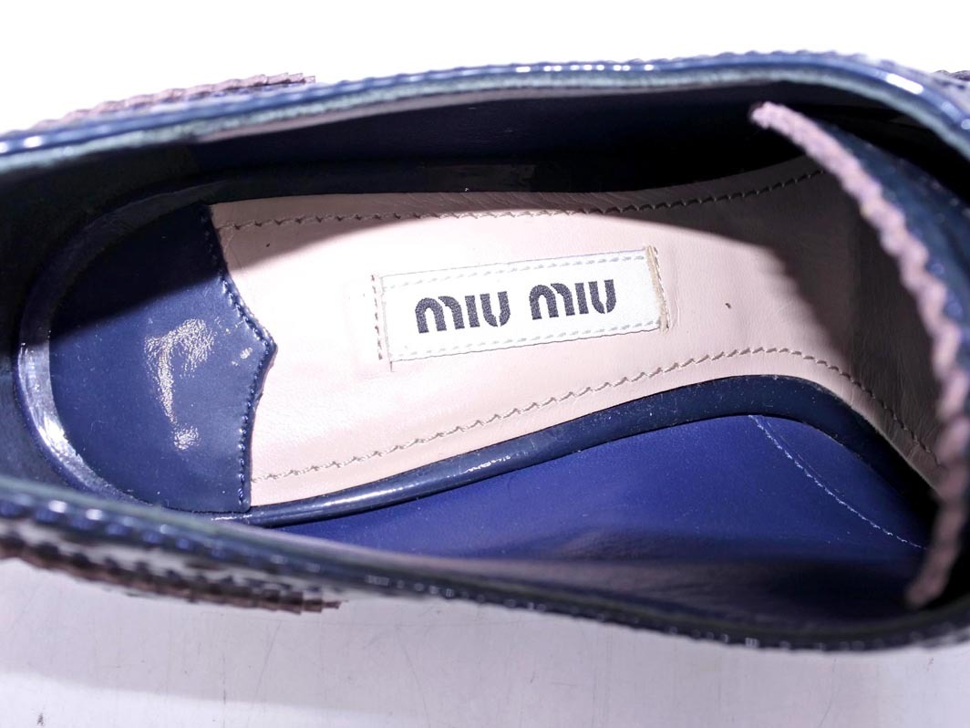 ミュウミュウ エナメル ウイングチップ ドレスアップ ラインストーン ドレス シューズ size36（23ｃｍ位）/紺 ■■ ☆ fjc8 レディース_画像6