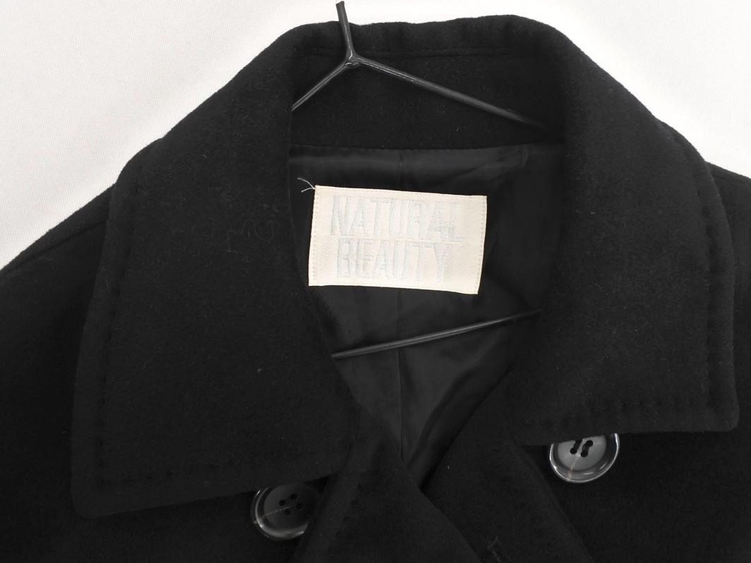 NATURAL BEAUTY ナチュラルビューティー アンゴラ混 ウール混 ダブルボタン ジャケット size13/黒 ◇■ ☆ fjc8 レディース_画像4
