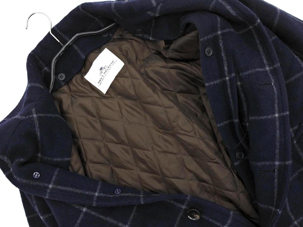 MEN’S MELROSE メンズメルローズ ウール混 キルティングライナー付き チェック コート size9/紺 ◇■ ☆ fjc8 メンズ_画像5