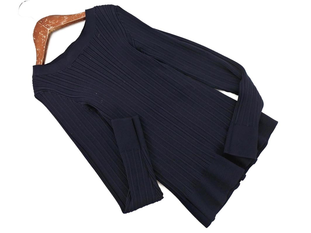 NATURAL BEAUTY BASIC ナチュラルビューティーベーシック リブ ニット セーター sizeM/紺 ◇■ ☆ fjc8 レディース_画像1