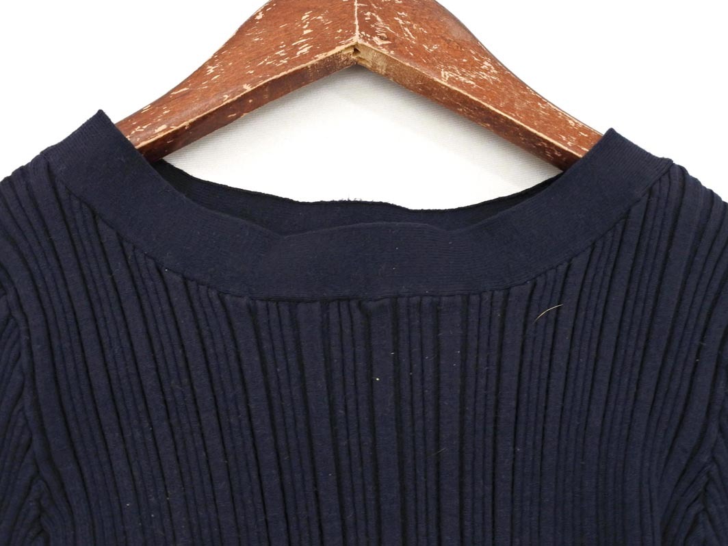NATURAL BEAUTY BASIC ナチュラルビューティーベーシック リブ ニット セーター sizeM/紺 ◇■ ☆ fjc8 レディース_画像3