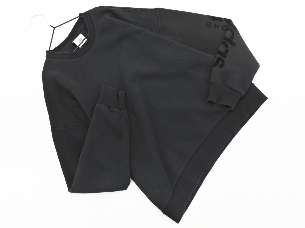 adidas アディダス 裏起毛 スリーブ トレーナー スウェット sizeM/黒 ◇■ ☆ fjc8 レディース_画像1