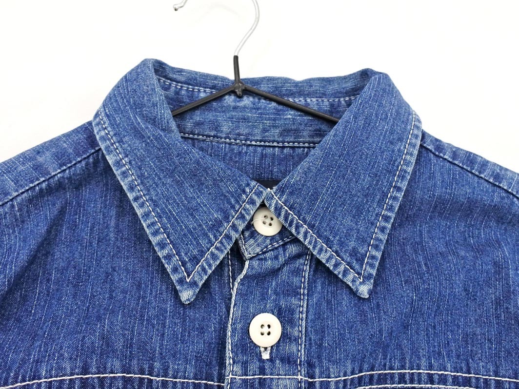 TOMMY HILFIGER トミーヒルフィガー ワッペン デニム シャツ sizeM/インディゴ ◇■ ☆ fjc8 メンズ_画像3