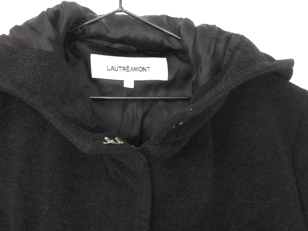 LAUTREAMONT ロートレアモン アンゴラ混 フーディ コート size2/黒 ◇■ ☆ fjc8 レディース_画像4